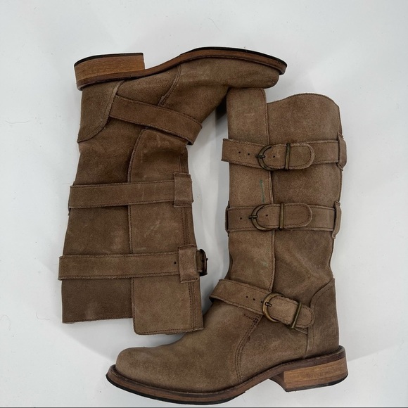 STEVE Madden tan suede buckle tall boots size 6.5 - Picture 2 of 9